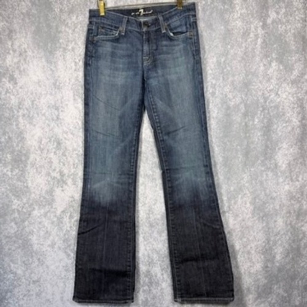 7 For All Mankind Bootcut Jeans Women 27 Blue Mid Rise Stretch